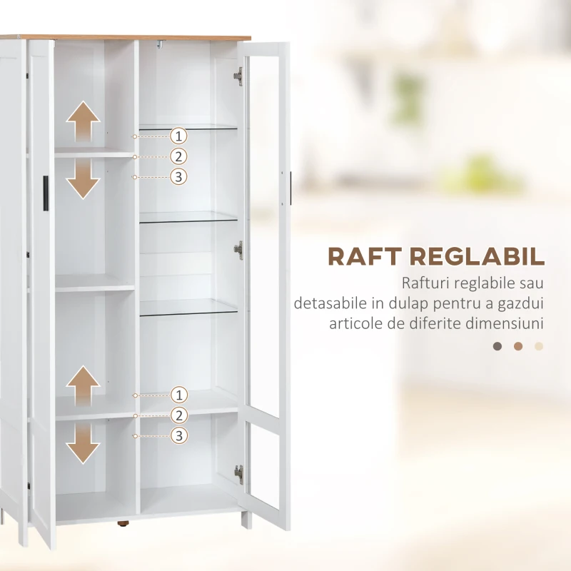 Homcom Bufet Modern Alb 2 Usi 7 Rafturi