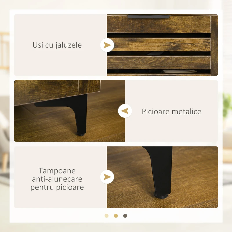 HOMCOM Comoda TV pentru televizoare cu diagonala de pana la 65'', consola TV cu sertar, usi si rafturi de depozitare pentru sufragerie, dormitor, maro rustic