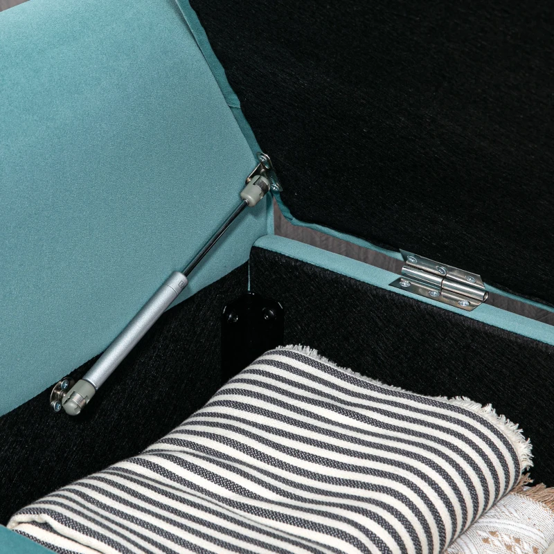 HOMCOM Vintage-design zitbank, zitbank met opbergruimte, fluweel-look, groen(m-8)