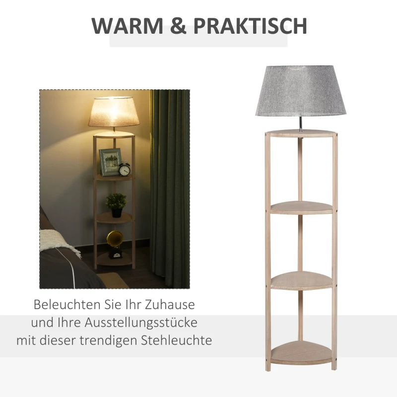 HOMCOM® LAMPA STOJĄCA LAMPA PODŁOGOWA KLOSZ 40 W styl skandynawski drewno