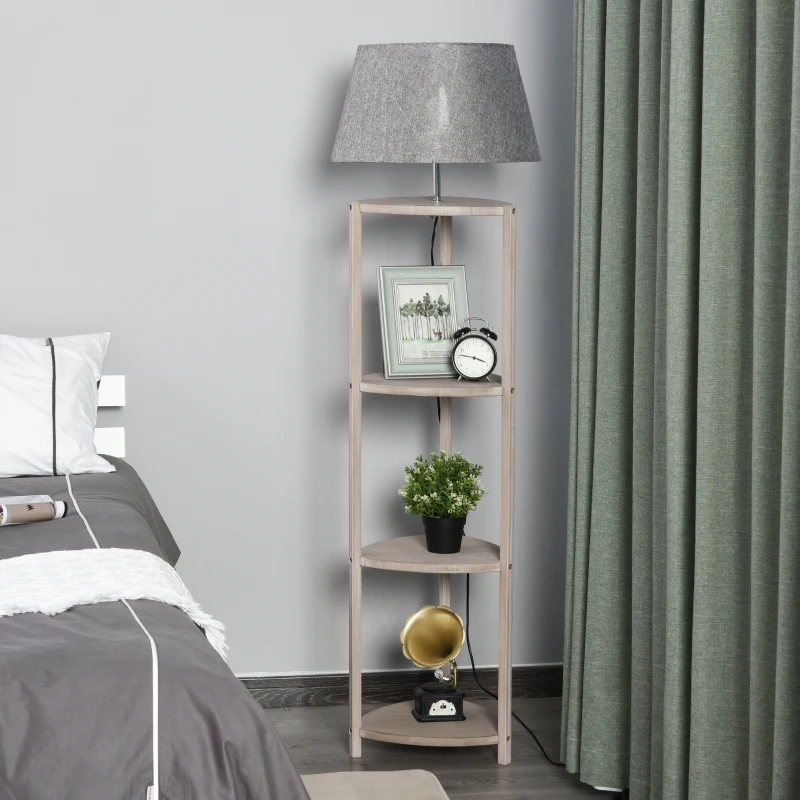HOMCOM® LAMPA STOJĄCA LAMPA PODŁOGOWA KLOSZ 40 W styl skandynawski drewno