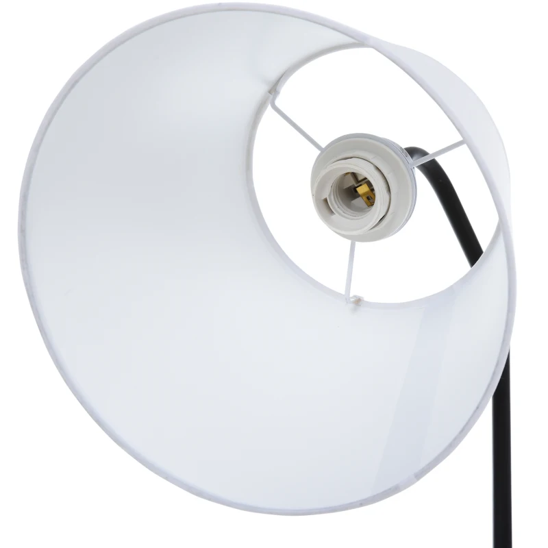 HOMCOM Stehlampe für Wohnzimmer, Standleuchte, Stehlampe, Bogenleuchte mit Holz Tisch, Skandinavischer Stil, Stahl, Weiß, 42 x 42 x 144 cm