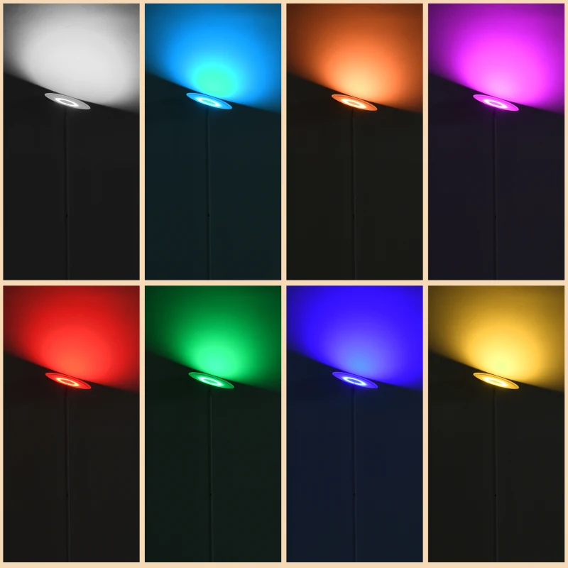 HOMCOM Stehleuchte, Deckenfluter, smarte Steuerung per App oder Sprache, viele Farben, Stahl, 25 x 25 x 168cm