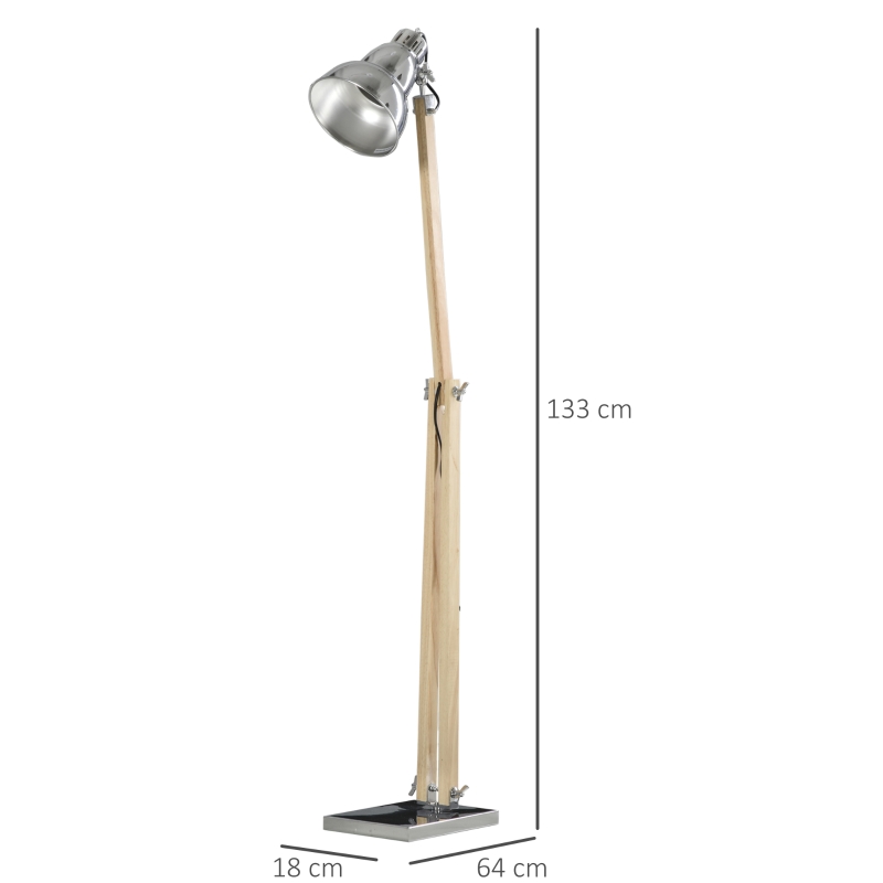 HOMCOM Lampa podłogowa lampa stojąca z regulacją wysokości regulowany klosz E27 lite drewno