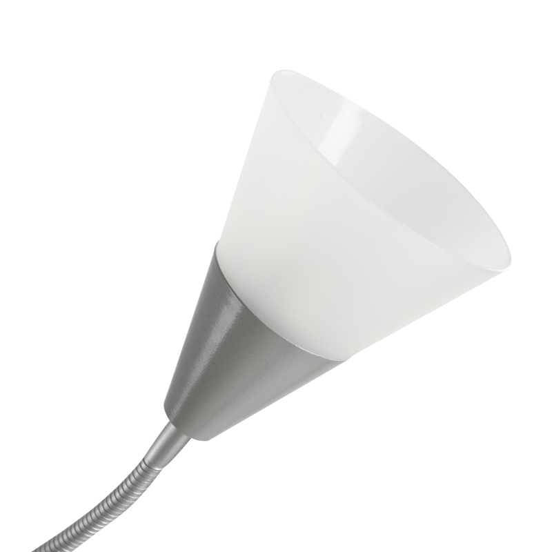 HOMCOM Moderne Stehlampe 2 Köpfe Verstellbares Leselicht, Standleuchte, Doppelköpfes Design mit Stahlfuß,Silber, Weiß, 28 x 28 x 179,5 cm