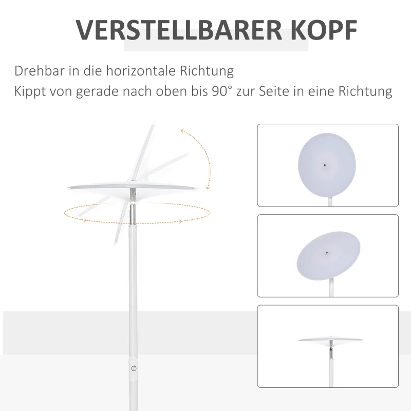HOMCOM vloerlamp met LED 90 graden verstelbaar afneembare lichtmast lamp metaal acryl wit Ø28 x 171,5 cm