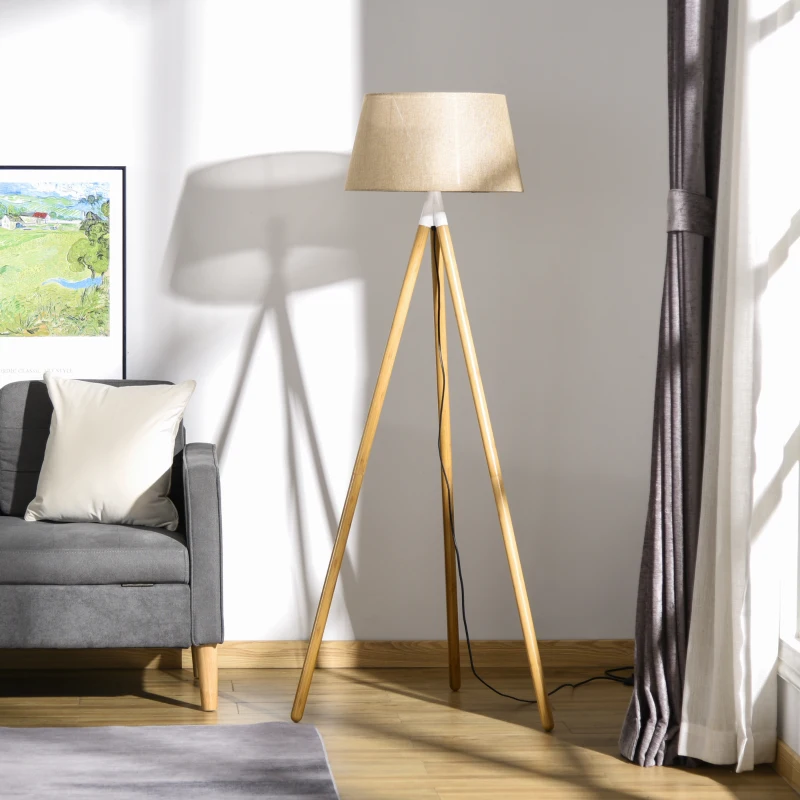 HOMCOM Stehlampe Stehleuchte Standleuchte mit Bambus Holz-Stativ modern künstlerisch für das Wohnzimmer Schlafzimmer PVC ABS 67x 67 x 154 cm