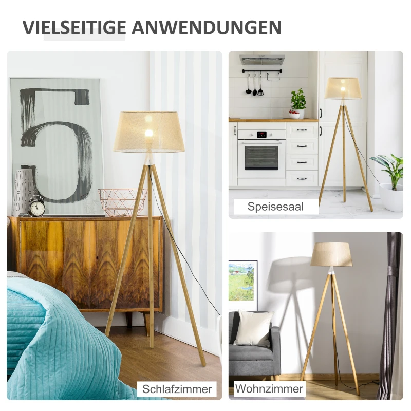 HOMCOM Stehlampe Stehleuchte Standleuchte mit Bambus Holz-Stativ modern künstlerisch für das Wohnzimmer Schlafzimmer PVC ABS 67x 67 x 154 cm
