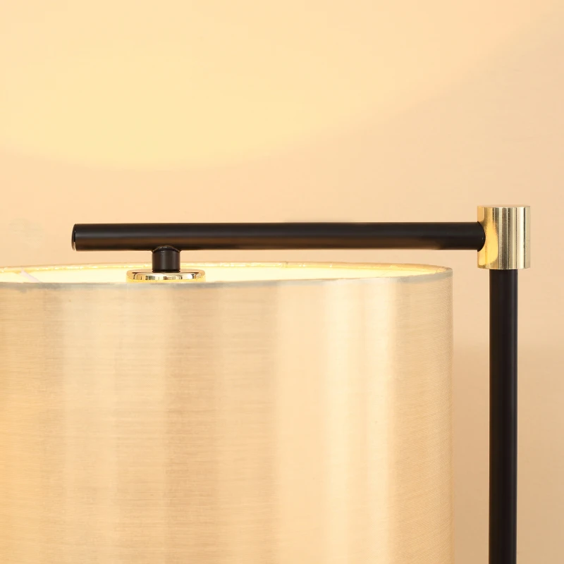 HOMCOM Stehlampe Wohnzimmer Stehleuchte 40W moderne Standleuchte mit E27 Fassung Stoffschirm für Schlafzimmer Büro elegant Gold+Schwarz 48 x 32 x 152 cm