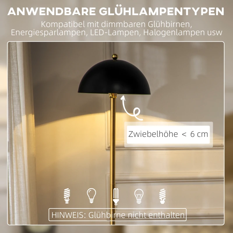 HOMCOM Lampa stojąca, retro lampa podłogowa, 40 W lampa stojąca z oprawką E27, metal