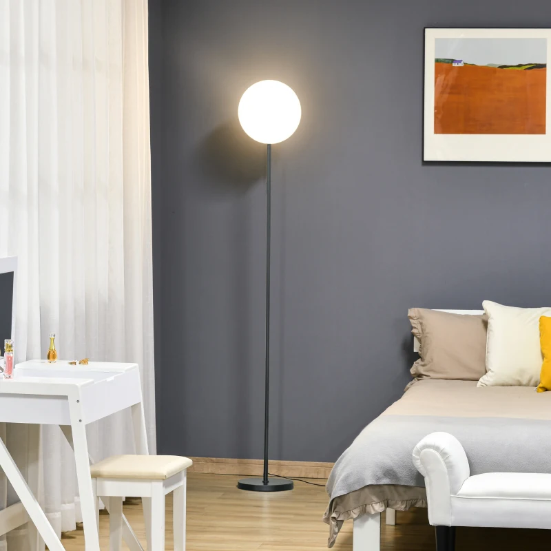 HOMCOM Stehlampe mit LED um 90 Grad verstellbar abnehmbarer Lichtmast Stehleuchte 3 Stufen Lampe Metall Acryl Schwarz Ø28 x 171,5 cm