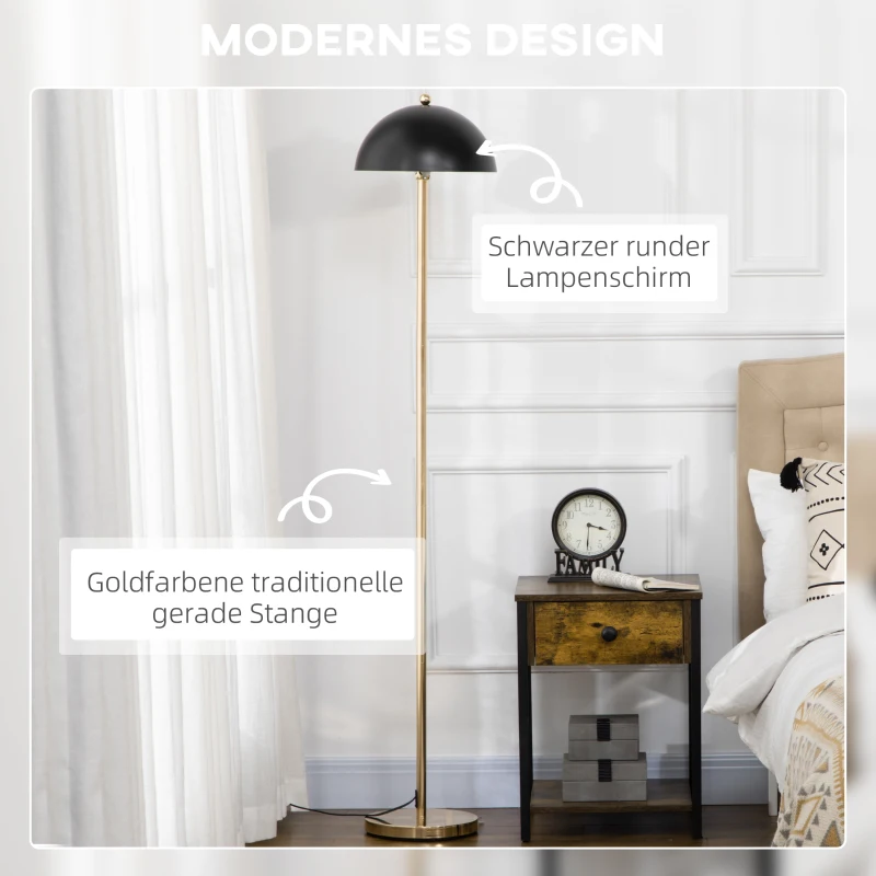 HOMCOM Lampa stojąca, retro lampa podłogowa, 40 W lampa stojąca z oprawką E27, metal