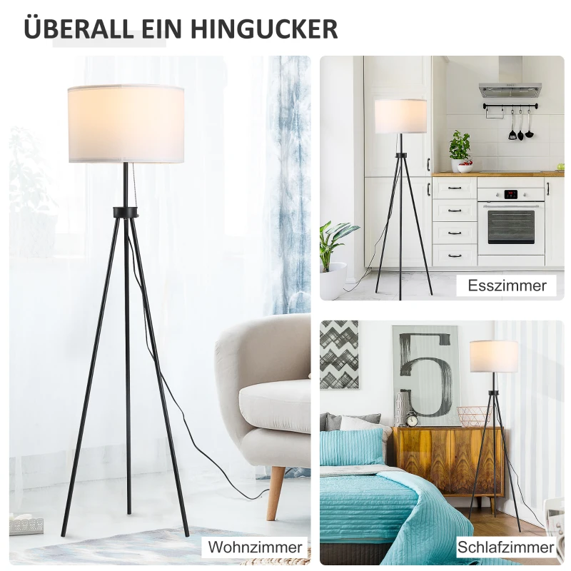 Elegancka Lampa Podłogowa HOMCOM na Statywie, Czarno-Biała