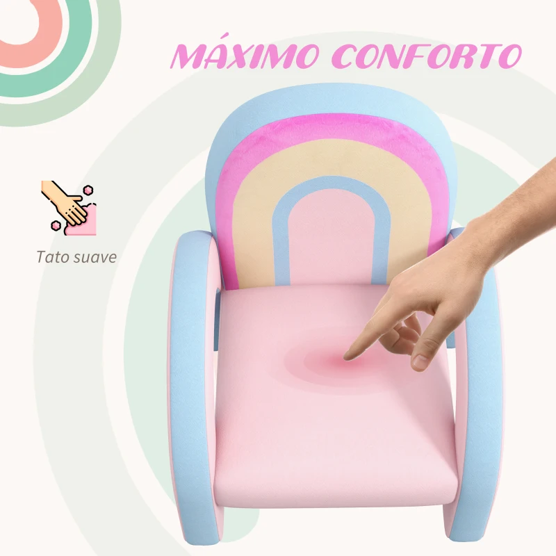 ZONEKIZ Poltrona para Crianças Pequenas em Forma de Arco Íris para Crianças de 1,5 a 5 Anos para Dormitório Sala de Estar kg 43x41x51 cm Rosa