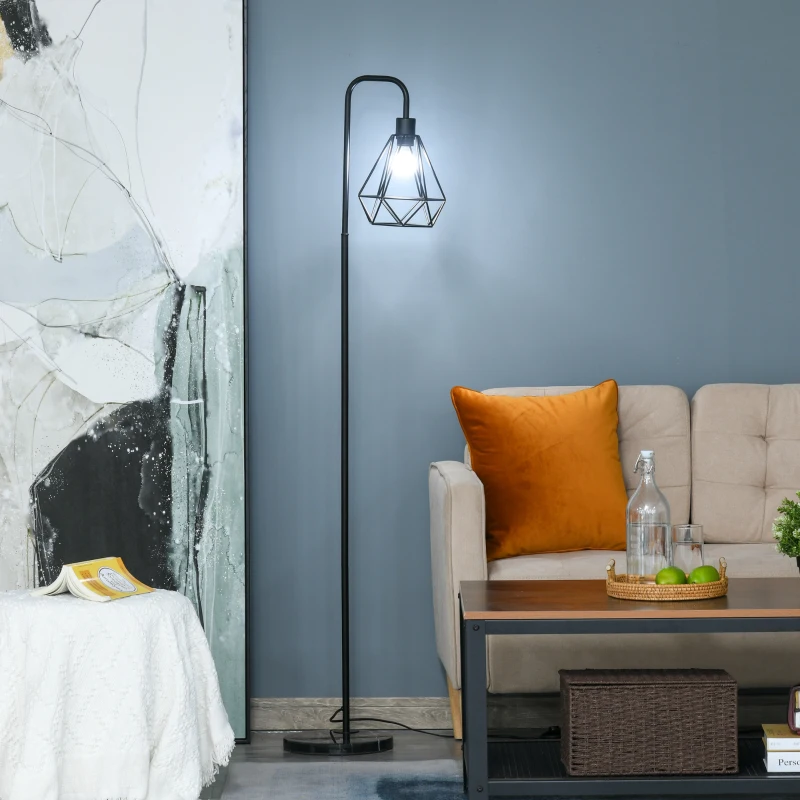 Nowoczesna Lampa Podłogowa w Stylu Industrialnym z Marmurową Podstawą HOMCOM, Czarny