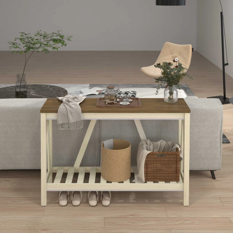 HOMCOM Mesa Consola Mesa Recibidor Mueble de Entrada con Estante de Almacenamiento para Salón Dormitorio 120x36x81 cm Roble