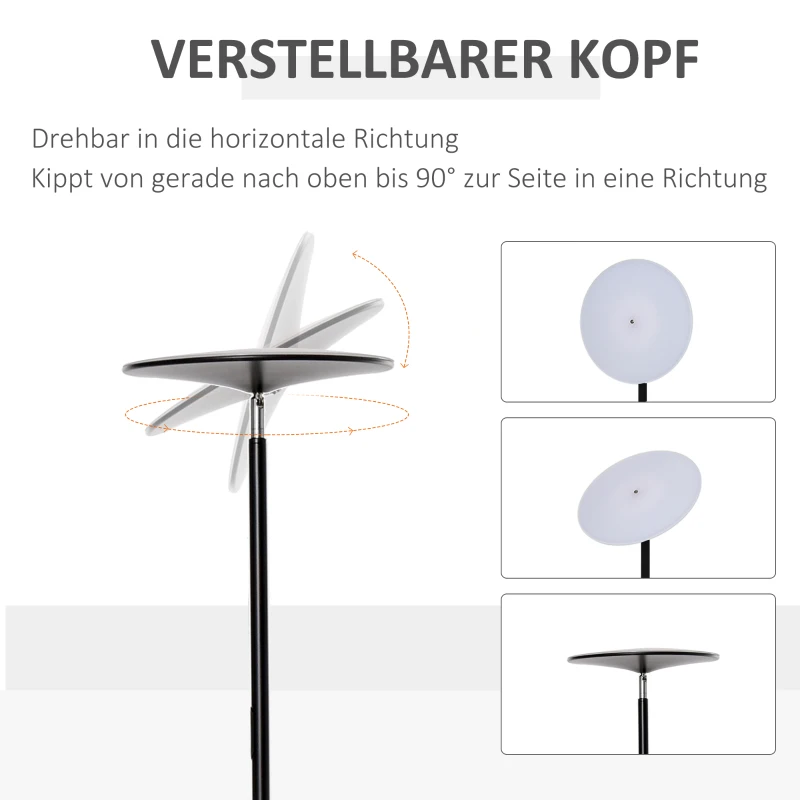 HOMCOM Stehlampe mit LED um 90 Grad verstellbar abnehmbarer Lichtmast Stehleuchte 3 Stufen Lampe Metall Acryl Schwarz Ø28 x 171,5 cm