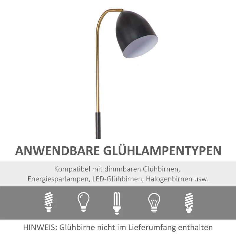 HOMCOM Bogenlampe Stehlampe Wohnzimmer Schirm verstellbar Stehleuchte 40W moderne Bogenleuchte mit E27 Fassung Schirm für Schlafzimmer Büro Metall Schwarz 43 x 28 x 160 cm