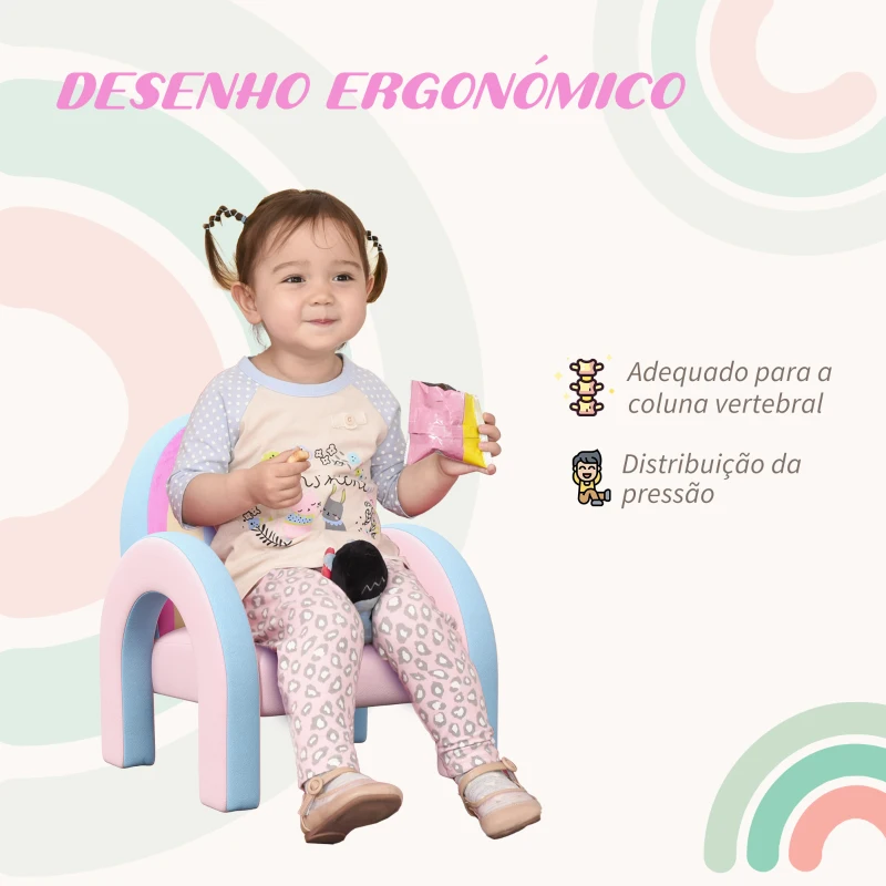ZONEKIZ Poltrona para Crianças Pequenas em Forma de Arco Íris para Crianças de 1,5 a 5 Anos para Dormitório Sala de Estar kg 43x41x51 cm Rosa