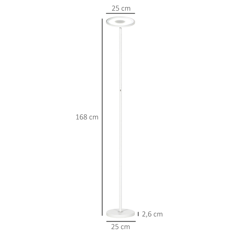 HOMCOM Stehleuchte, Deckenfluter, smarte Steuerung per App oder Sprache, viele Farben, Stahl, 25 x 25 x 168cm