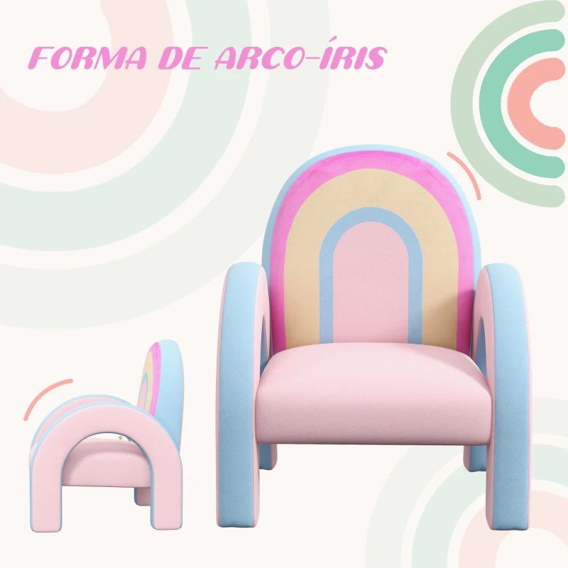 ZONEKIZ Poltrona para Crianças Pequenas em Forma de Arco Íris para Crianças de 1,5 a 5 Anos para Dormitório Sala de Estar kg 43x41x51 cm Rosa