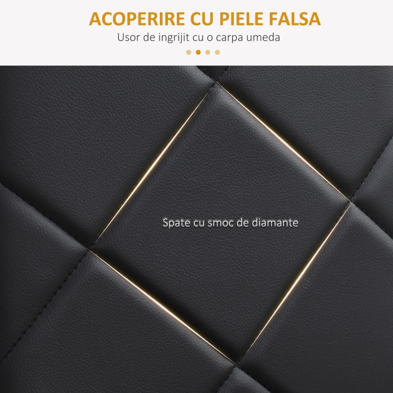 HOMCOM Set de 4 scaune de sufragerie cu spatar inalt, moderne din piele artificiala si otel, 41x50x97cm, negru(m-5)