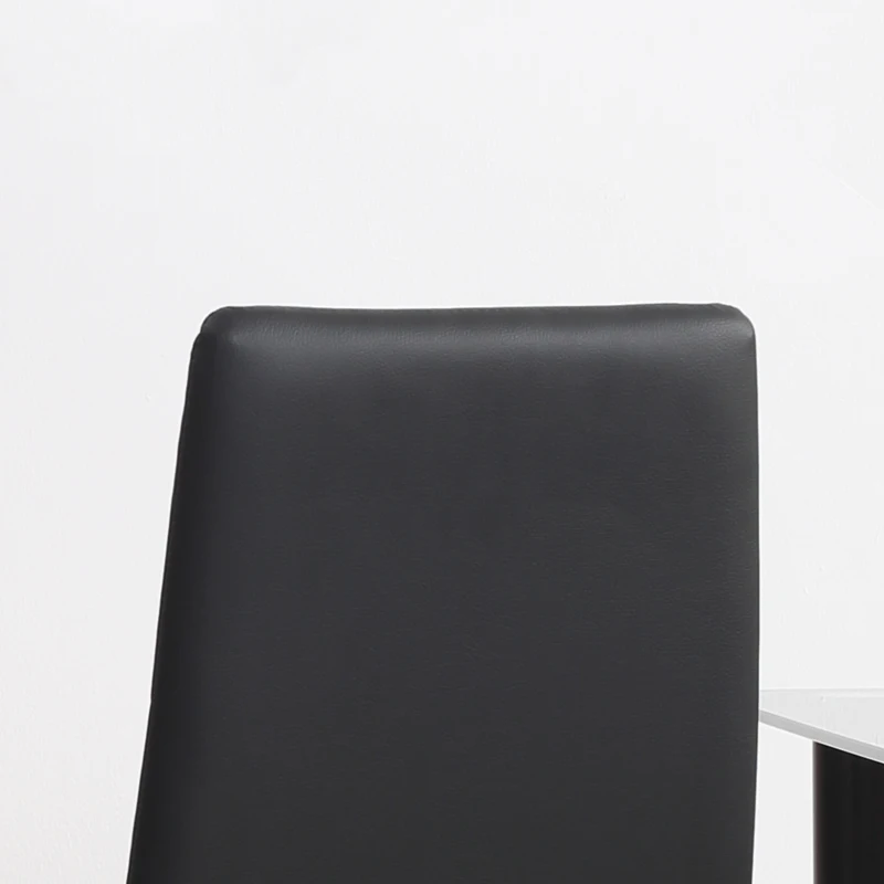 HOMCOM Set de 4 scaune de sufragerie cu spatar inalt, moderne din piele artificiala si otel, 41x50x97cm, negru(m-9)