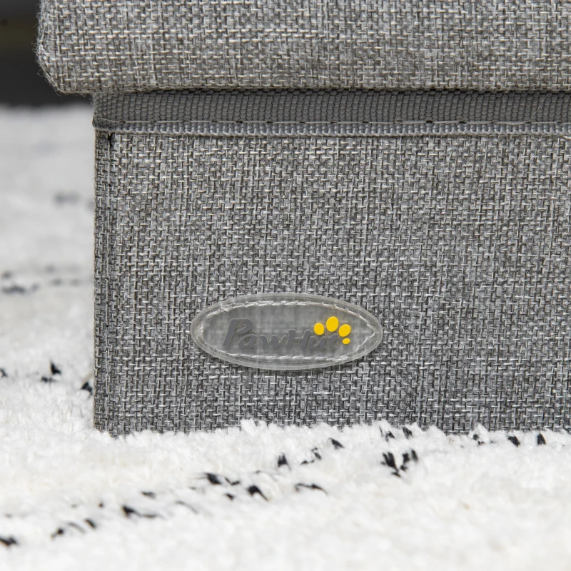 PawHut Scala per Cani e Gatti max 5kg a 3 Gradini, in Tessuto Effetto Lino e MDF, 63.5x42.5x40.5 cm, Grigio