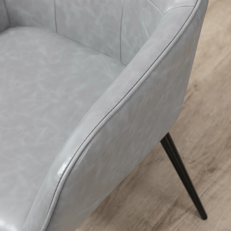 HOMCOM Scaun în Stil Industial cu Spătar din Piele Ecologică și Metal, 61x58x84 cm, Gri