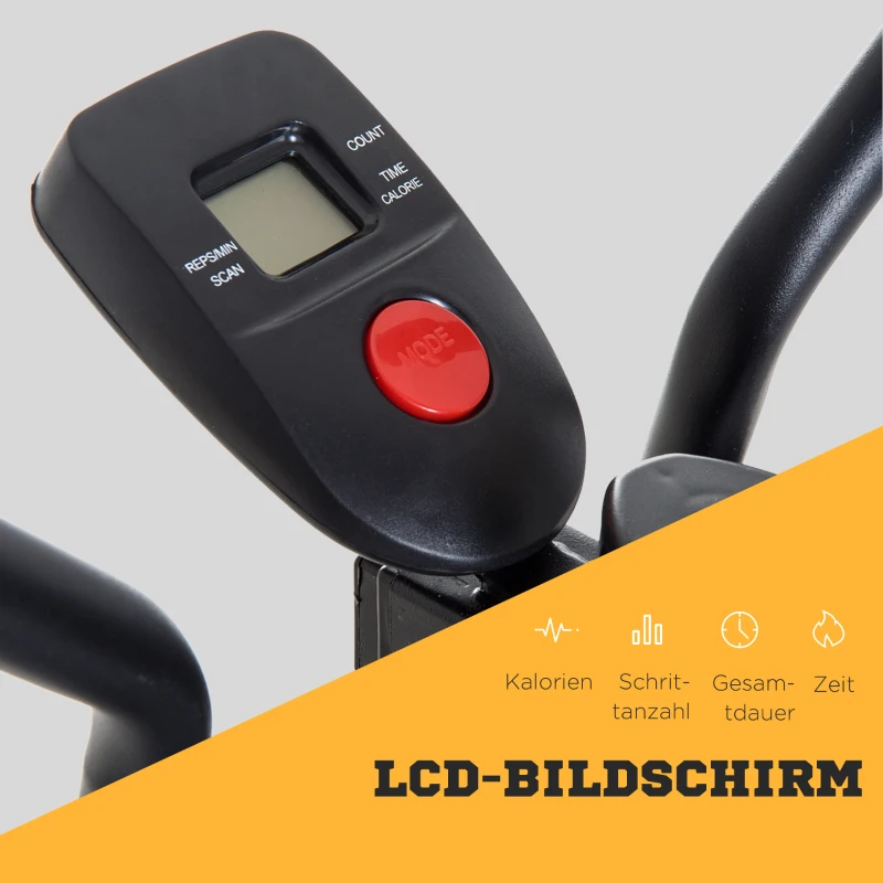 HOMCOM Crosstrainer Eliptyczny Trener Domowy Wyświetlacz LCD Stal Czarny