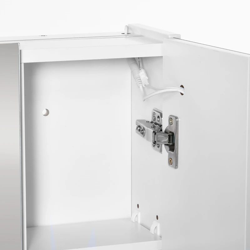 kleankin Spiegelschrank Badschrank mit LED-Beleuchtung 90 x 15 x 75cm Weiß