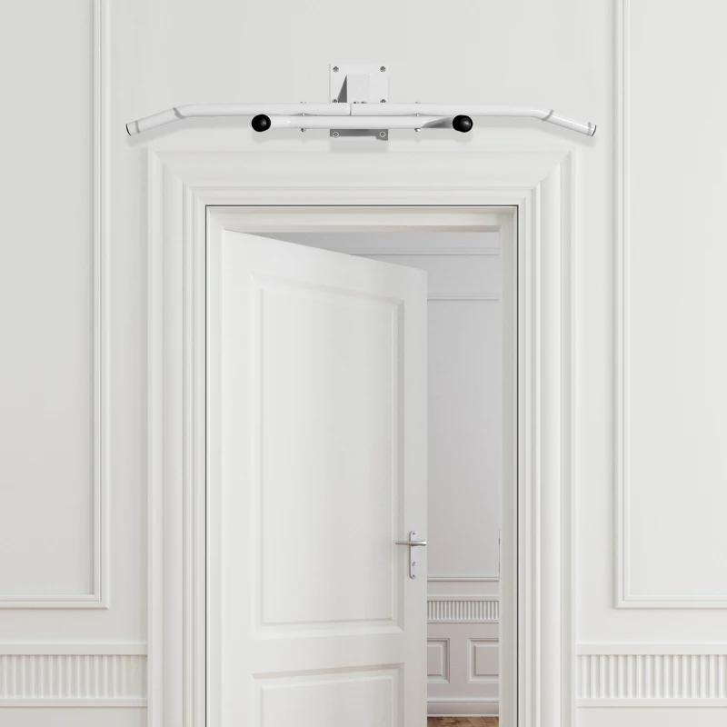 HOMCOM Barra de Abdominais Fixa na Parede para Abdominais e Exercícios de Musculação - Branco - 118x44x20 cm