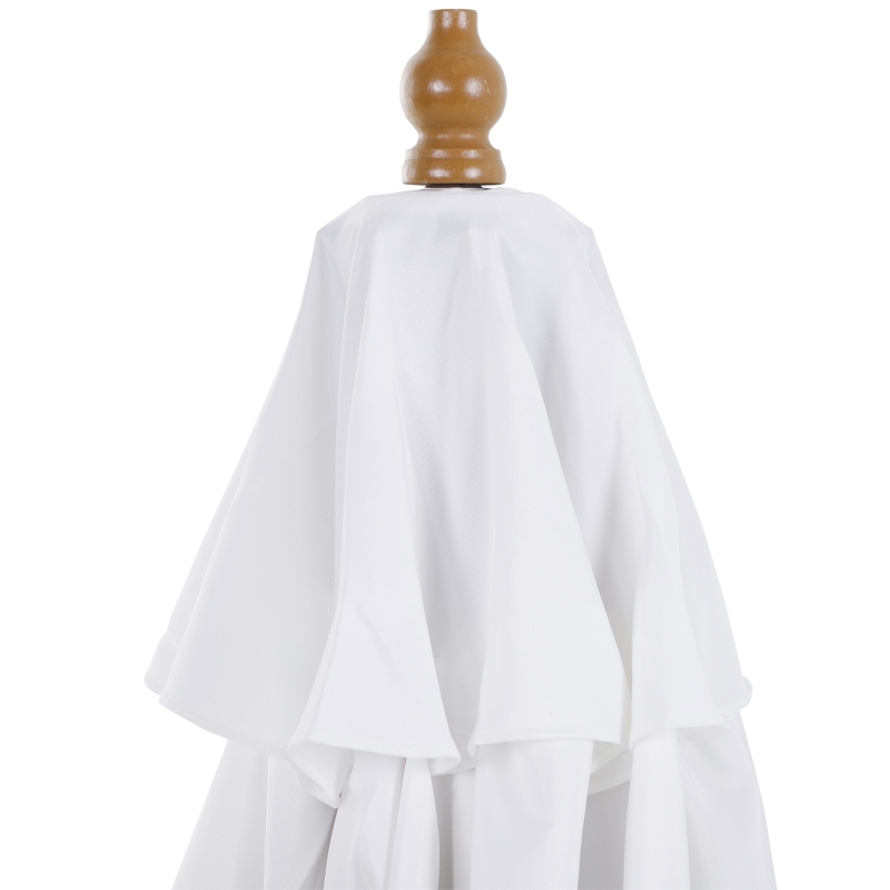 Outsunny Chapéu de Sol de Madeira Ø300x250cm com Altura Ajustável em 3 Níveis para Jardim Terraço Piscina Cafeteria Branco Marfim