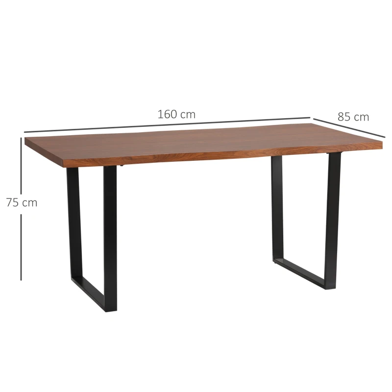 HOMCOM Esstisch im Industrie-Design, Küchentisch, großer Tisch, 160 cm x 85 cm x 75 cm, Braun + Schwarz