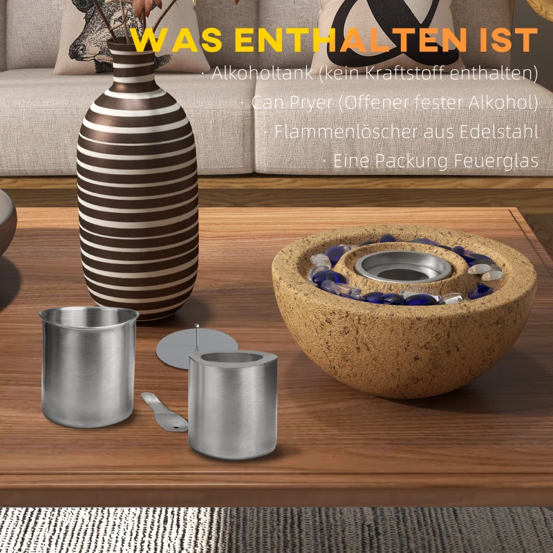 HOMCOM Kamin na etanol, 1000BTU Bio-Etanol Kamin, Kominek stołowy, 0,4L Ogień stołowy