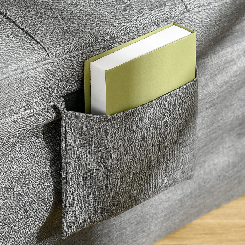 HOMCOM 4-in-1 opklapbed fauteuil voetenbank ligstoel 5-laags in hoogte verstelbaar grijs