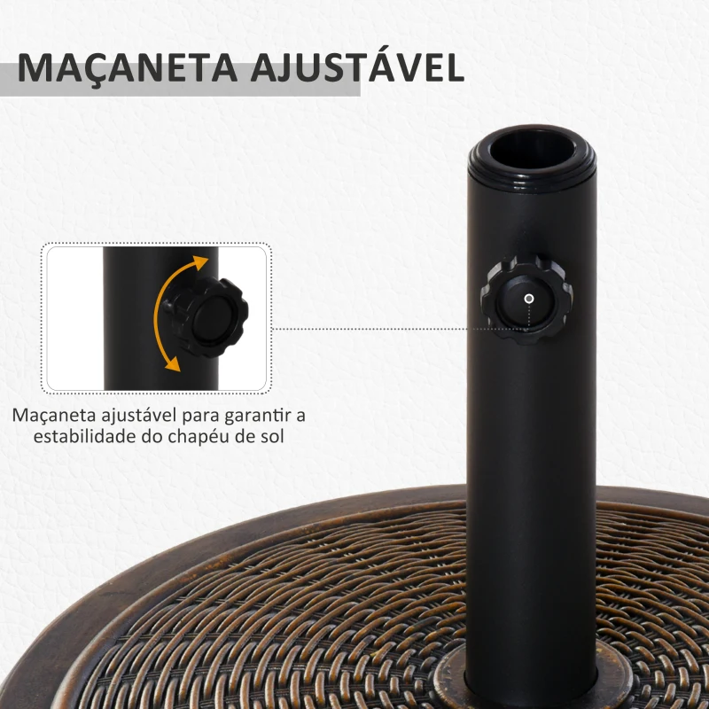 Outsunny Base para Chapéu de Sol Peso 14 kg de Cimento para Mastros de 35 mm 38mm e 48 mm  Ø48x34 cm Preto e Bronze