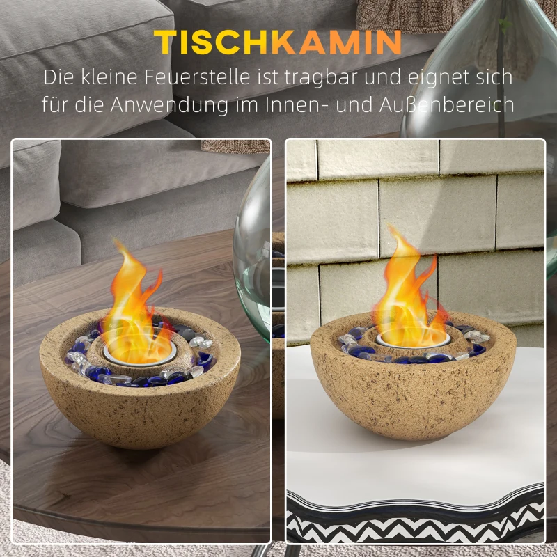 HOMCOM Kamin na etanol, 1000BTU Bio-Etanol Kamin, Kominek stołowy, 0,4L Ogień stołowy