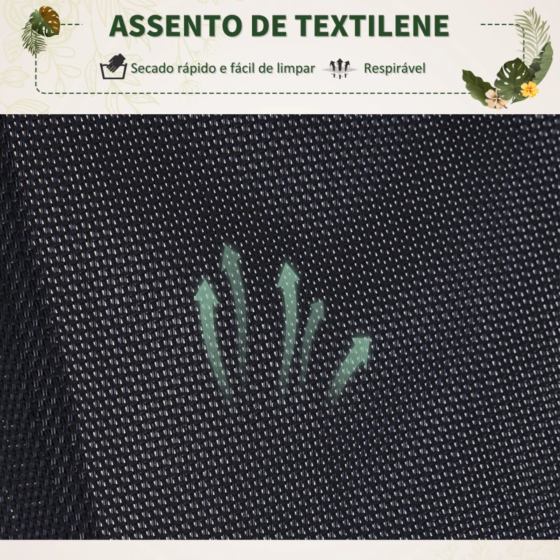 Outsunny Espreguiçadeira de Balanço de Jardim com Apoio para a Cabeça Amovível Dobrável e Tecido de Textilene 154x80x84 cm Preto