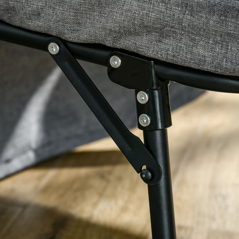 HOMCOM 4-in-1 opklapbed fauteuil voetenbank ligstoel 5-laags in hoogte verstelbaar grijs