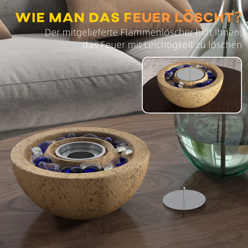 HOMCOM Kamin na etanol, 1000BTU Bio-Etanol Kamin, Kominek stołowy, 0,4L Ogień stołowy