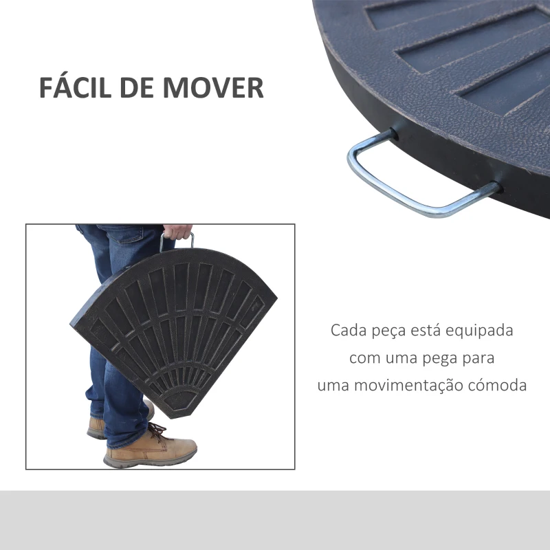 Outsunny Conjunto de 2 Peças de Base para Chapéu de Sol Excéntrico Suporte para Chapéu de Sol Excéntrico para Jardim Pátio 66x47x4,2cm Preto