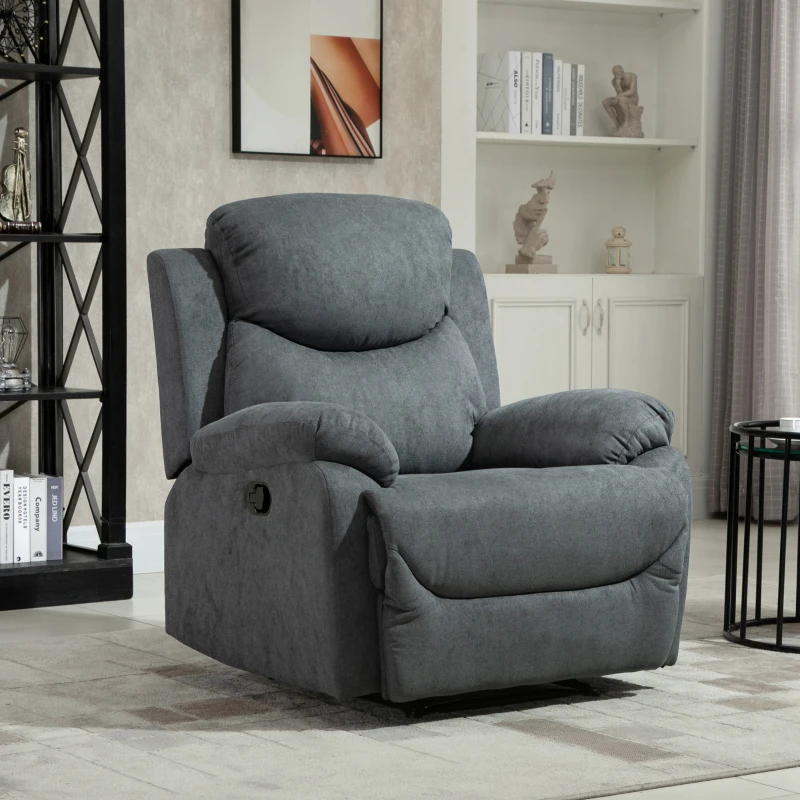 HOMCOM Relaxsessel, Fernsehsessel mit Liegefunktion, Liegesessel, gepolsterter TV Sessel mit Leinenoptik, Ruhesessel für Wohnzimmer, Schlafzimmer, Grau