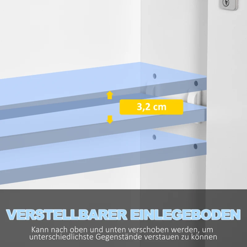 kleankin Spiegelschrank Badschrank mit LED-Beleuchtung 90 x 15 x 75cm Weiß