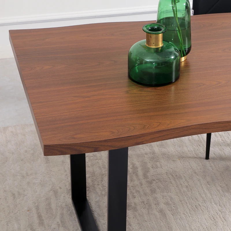 HOMCOM Esstisch im Industrie-Design, Küchentisch, großer Tisch, 160 cm x 85 cm x 75 cm, Braun + Schwarz