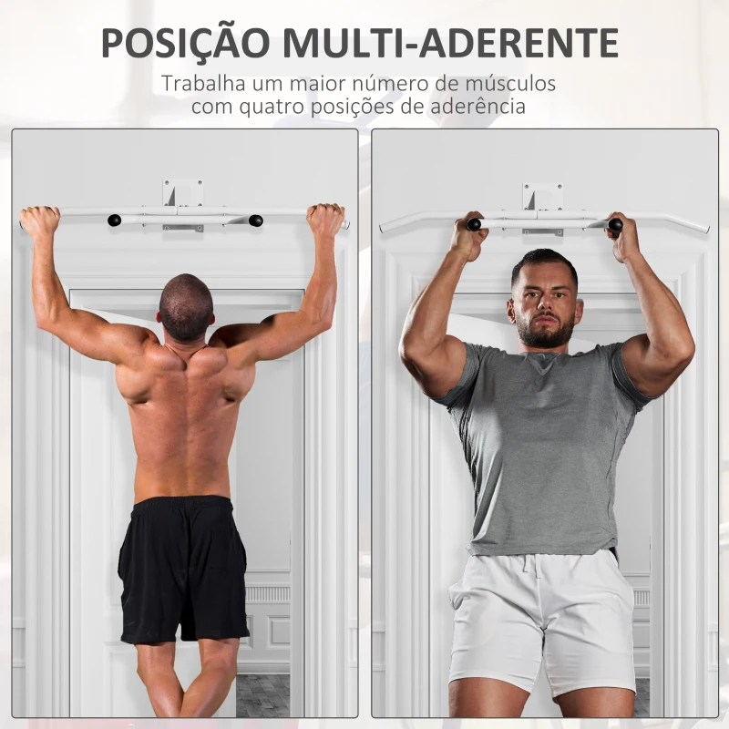 HOMCOM Barra de Abdominais Fixa na Parede para Abdominais e Exercícios de Musculação - Branco - 118x44x20 cm