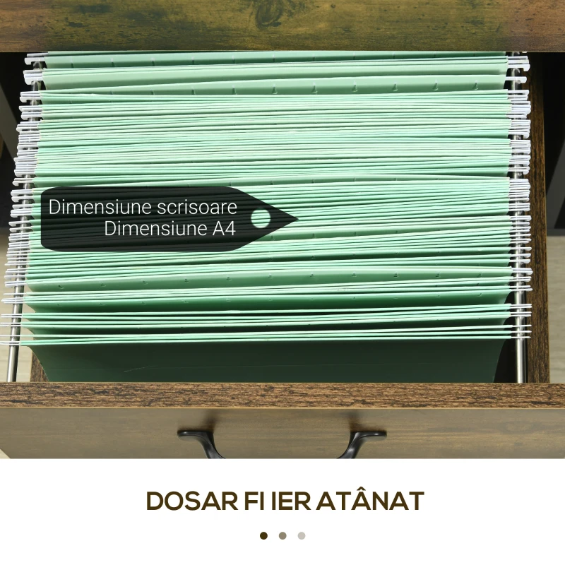 Vinsetto Comodă de Birou cu 2 Sertare pentru Documente și Rafturi Deschise din Aglomerată, 90x37,5x68,5 cm, Maro Rustic