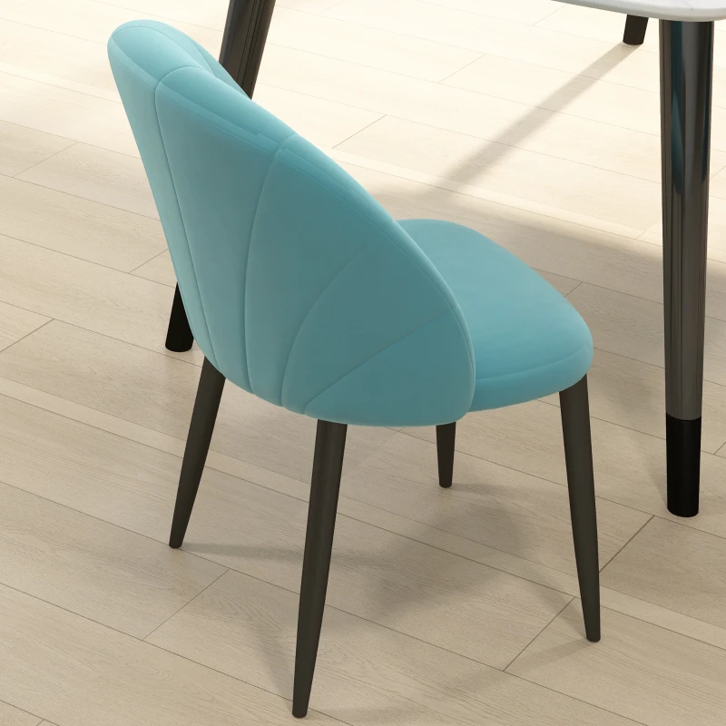 HOMCOM Set 2 Sedie da Salotto e Sala da Pranzo Imbottite, in Metallo e Tessuto Effetto Velluto Verde Chiaro, 52x54x79 cm