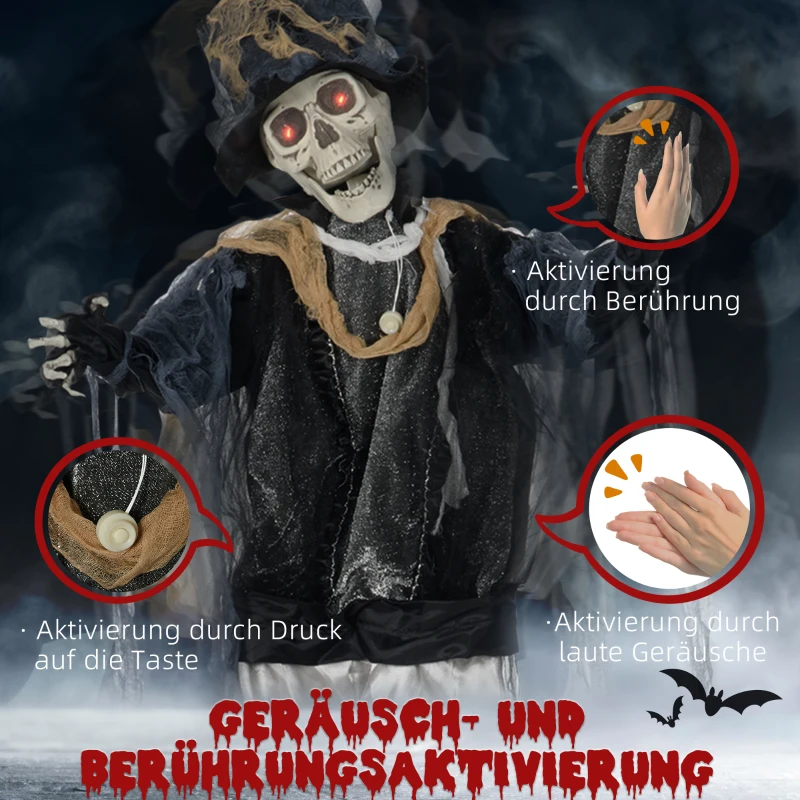 HOMCOM Halloween decoratie, geluidseffecten, bewegingssensor en LED-lichten