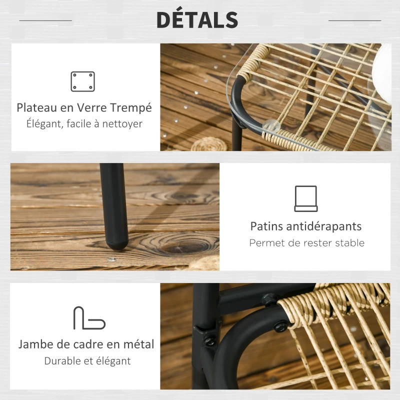 Outsunny Ensemble salon de jardin 4 pièces canapé 2 places 2 fauteuils 1 table basse avec coussins